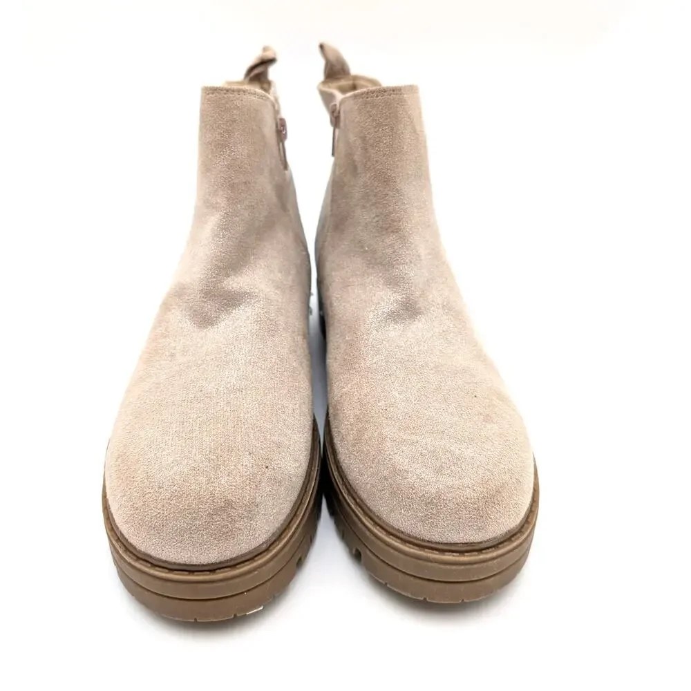 Nordstrom Raissa Girls Ankle Boots Shimmer Glitter Side Zip Tan Size US5M